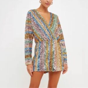 Endless Rose Vibrant Sequin Romper Size L